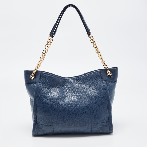 TORY BURCH Blue Leather McGraw Slouchy Tote - Picture 4 of 8